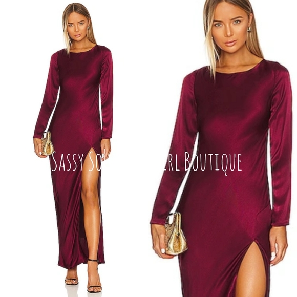 🆕⭐ BARDOT wine red satin backless maxi dress - Picture 5 of 9